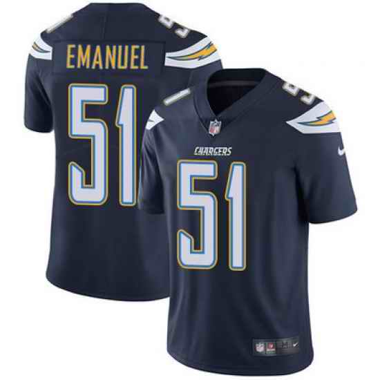 Nike Chargers #51 Kyle Emanuel Navy Blue Team Color Mens Stitched NFL Vapor Untouchable Limited Jersey
